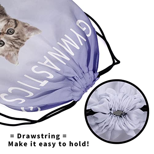 Gymnastics Grip Bag for Gymnasts Gymnastic Drawstring Bag Gym Athlete Bag - color: Purple Gymnastics Cat, size: 9.25" x 12" (Pack of 1)