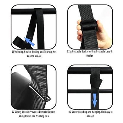 SUNGOOYUE 2Pcs Weight Straps, Adjustable Polyester Safety Dumbbell Spotter Straps with Buckle for Bench Press Squat Rack Home Gym Strength Training
