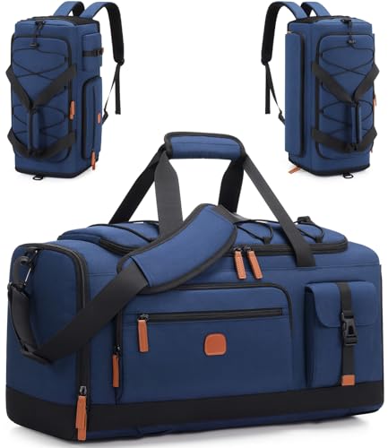 Gym Bag for Men and Women with Shoe & Laptop Compartment Sport Duffle Bag | 3-in-1 Anti-Theft Carry On Backpack Duffel Bag for Airplane, Workout, Overnight, Travel, Weekender, 35L - color: Blue