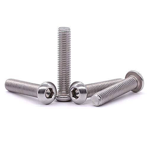 1/4-20 x 1-1/4" Button Head Socket Cap Bolts Screws, 304 Stainless Steel 18-8, Allen Hex Drive, Bright Finish, Fully Machine Thread, Pack of 100 - size: 1/4-20 x 1-1/4