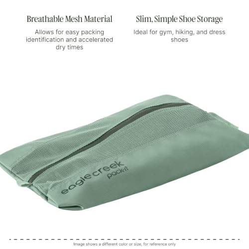 Eagle Creek Pack-It Reveal Shoe Sack - Breathable Shoe Storage Sack for Optimizing Luggage Space - Quick-Drying Material - Lightweight - Translucent Fabric - Washable - Ventilate - color: Grey