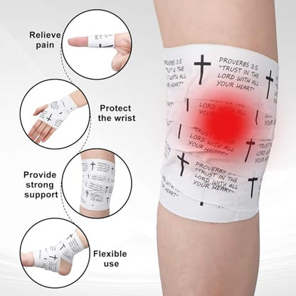 MiniInflat 2 Pcs Christian Cross Athletic Tape Sports Tape 2in x 23ft Religion Jesus Wrist Wrap for Soccer Football Baseball, Gift for Graduation Teacher Nurses Week Pentecost(White,Proverbs) - color: White, style: Proverbs
