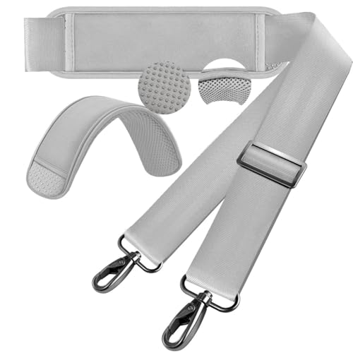 Hseok 60 Inch Shoulder Strap, Ultra-Thick and Padded with Metal Swivel Hooks for Laptop Messenger and Crossbody Canvas Bags - color: Light Gray