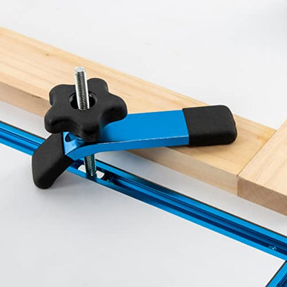 POWERTEC 71860 36 Inch x4 Universal T track with 4 Pcs Hold Down Clamp, Double-Cut Profile T track with Predrilled Mounting Holes & 5-1/2” L x 1-1/8” W T track Clamps - size: 36" Track (4PK) w/ HD Clamp (4PK)