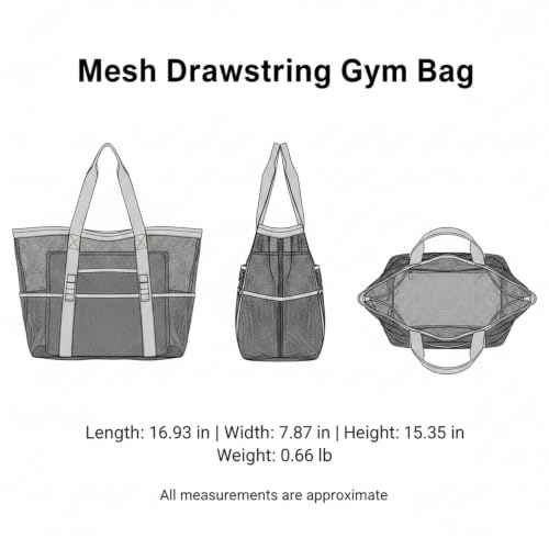 Mesh Drawstring Gym Bag, Breathable Nylon Storage for Wet Gear and Sports Equipment, 17 x 15 Inch (1 PC) - color: Green