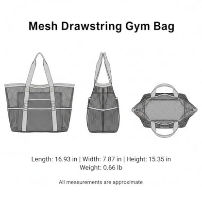 Mesh Drawstring Gym Bag, Breathable Nylon Storage for Wet Gear and Sports Equipment, 17 x 15 Inch (1 PC) - color: Green