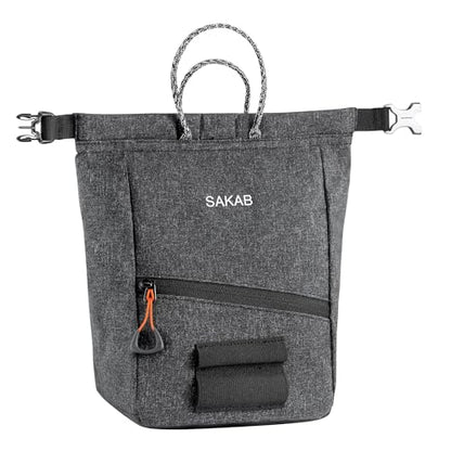 Petzl SAKAB Rock Climbing Chalk Bag | Large, Roll-Top Bouldering Chalk Bucket - color: Grey