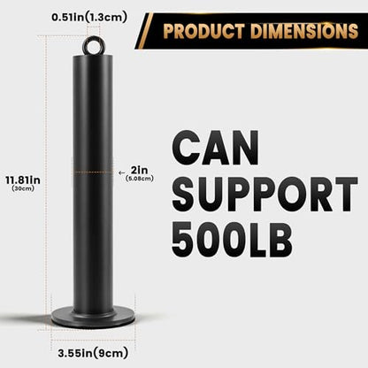 Loading Pin for Cable Pulley System, 500LB Capacity Weight Stack Pin with Carabiner, Fits 1" & 2" Olympic Plates, Anti-Slip Base for Home Gym, Power Rack & LAT Pulldown Attachment - color: Black-2"loading pin
