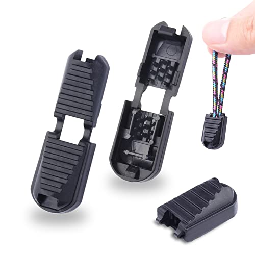 25 Pack Zipper Pull Tabs Cord Ends Tips Shoe Lace End Clips Cord Lock for Paracord Molle Backpack Quick No Tied Shoelace Triathlon Marathon Running Shoe - color: 25pcs Black
