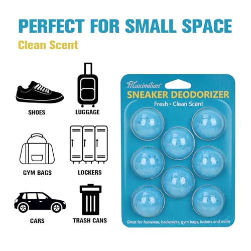 MAXIMILIAN Blue Shoe Deodorizer Balls 8pcs Professional Sneaker Balls | Shoe Freshener Balls,Shoe Balls Odor Eliminator,Sneaker Balls Deodorizers Strong,Shoe Odor Elimination for Shoes Wardrobe