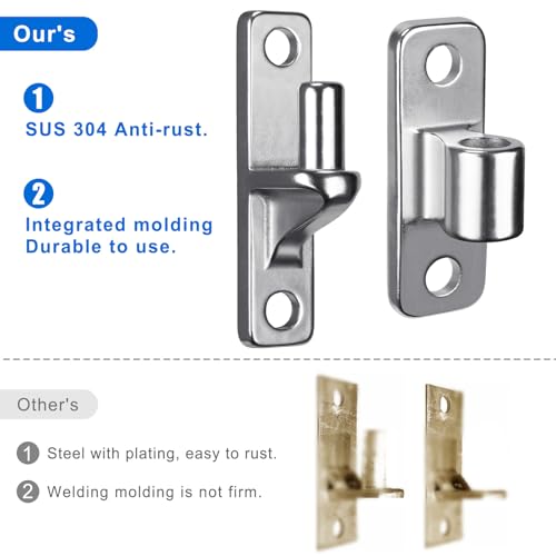Dolibest Heavy Duty 304 Stainless Steel Gate Hinges, Non-Welded One-Piece Design, Wall Mount Gate Hinges with 5/8'', Post Mounting for Farm Gates Wall/Wooden Fences, 600 lbs Capacity, (4 Set) - color: Silver 4-pack