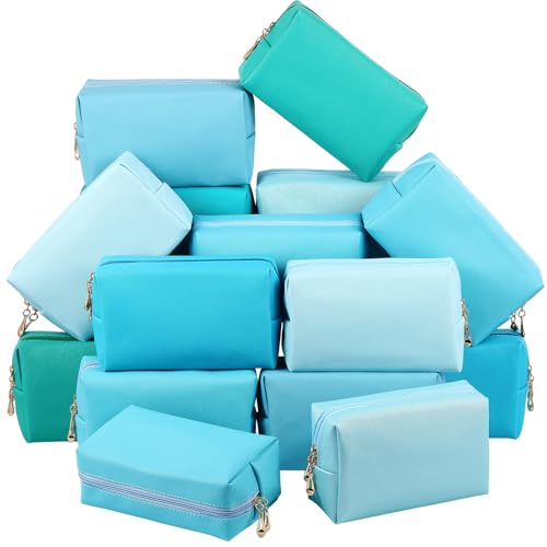 Kigeli Aesthetic Makeup Bags PU Leather Cosmetic Pouches Waterproof Plain Toiletry Bags Makeup Pouches Bulk for Women Party Gift Travel Storage Organizer(Blue Teal,7.1 x 2.8 x 4.3 in) - color: Blue Teal, size: 7.1 x 2.8 x 4.3 in