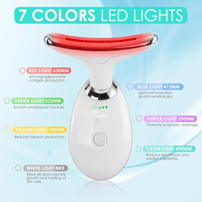 Facial Massager Face and Neck, Face 𝖲 culpting Wand Tool with 7 Color - Birthday, Christmas, Mothers Day, Valentines Day Gifts for Her Women Mom Best Friend Wife Teacher (White) - color: White