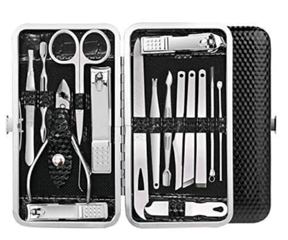Nail Clippers Set Fingernail and Toenail Clipper Cutters for Men and Women, Professional Manicure Pedicure Grooming Kit, 16 Pieces Stainless Steel Nail Care Tools with PU Leather Travel Case