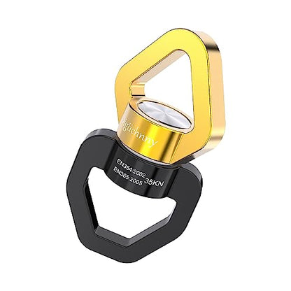 35KN Swing Swivel with Swivel Carabiner, Black Gold, 1 Pack | For hanging chairs, aerial yoga, hammocks, tire swings, kids' swings, gym rings, web tree swings, smooth rotation - color: Black Gold, size: 1 pack with carabiner