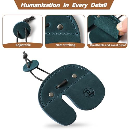 Ringsun Leather Archery Finger Tabs,Handmade Archery Finger Guard for Shooting Practice Gear, Recurve Bow Fingers Tab - color: Blue