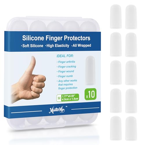 Gel Finger Cots Protectors, Silicone Fingers Covers Bandages Caps Sleeves for Fingertip Thumb Protection, Ideal for Trigger, Arthritis, Cracking, Blisters, Callus, Hangnail & Pain Relief (Clear, M, 10PCS) - color: Clear, size: M(10)
