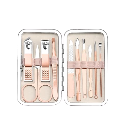 Grooming Kit Home and Travel-Manicure Set 7, Nail Clipper Set, Portable Nail Kit, Travel Nails Kits(Rose Gold) - color: Rose Gold, size: 7 Piece Set