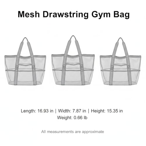 Mesh Drawstring Gym Bag, Breathable Nylon Storage for Wet Gear and Sports Equipment, 17 x 15 Inch (1 PC) - color: White