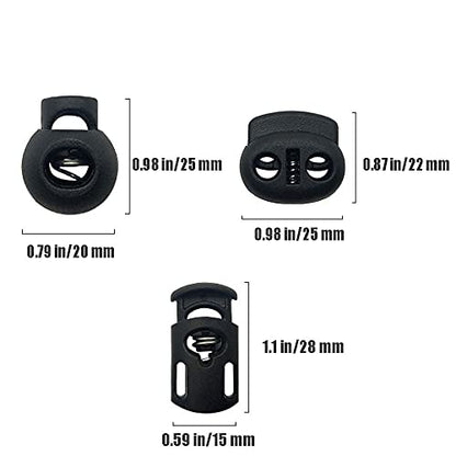 Jneoace 45 Pcs Plastic Cord Locks End Spring Stopper, Spring Cord Toggle for Drawstrings, Bags, Mask Adjustment, Clothing, Black