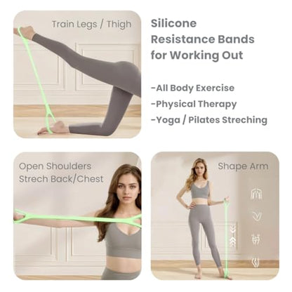Figure 8 Resistance Band with Non-Slip Handles | Silicone Exercise Bands, Arm Shoulder Back Chest Workout, Portable Fitness Stretch Ropes for Home Gym, Yoga, Pilates, Rehab - color: 25LB Green