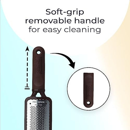 Microplane Colossal Foot File Scraper - The Original Stainless Steel Foot Rasp, Dead Skin/Callus Remover for Feet, Gentle Foot Scrubber, Pedicure Tools for Salon-Quality Foot Care, Brown - style: Brown