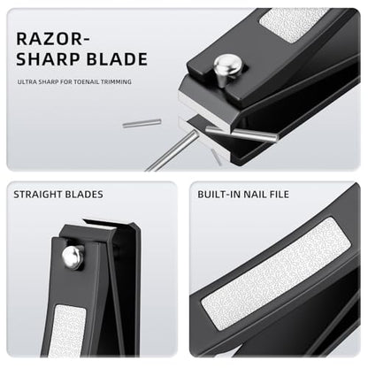 Nail Clippers Set, Ultra Sharp Stainless Steel Fingernail & Toenail Clippers with Nail File, Ergonomic Heavy Duty Nail Cutter Kit with Tin Case, Professional Manicure Grooming Set for Men Women