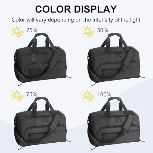 Gym Bag for Men Women, Sports Duffle Bag with Wet Pocket & Shoes Compartment, Water Resistant Overnight Weekender Bag Duffel Bag - color: Black