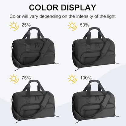 Gym Bag for Men Women, Sports Duffle Bag with Wet Pocket & Shoes Compartment, Water Resistant Overnight Weekender Bag Duffel Bag - color: Black