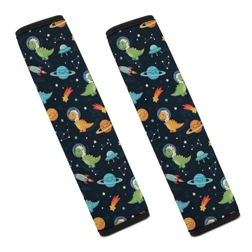 2 Pack Breathable Car Seat Belt Pad for Child, Stroller Pushchair High Chair, Cartoon Dinosaur Planet Space Neck Strap Covers, Neck and Shoulder Support - color: Pattern 1200