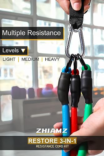 Resistance Bands with Handles, Single Resistance Bands, Exercise Bands with Handles, for Resistance Training, Physical Therapy, Home Workouts, Fitness, Pilates - color: 3-in-1 band- 90lbs