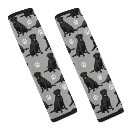 2PCS Black Lab Dog Labrador Retriever Car Seat Straps Shoulder Pads Soft Padded Seat Belt Cushion for Adult Use, Car Seats Pushchair Strollers High Chair Pushchair, Anti-Slip Pad - color: Pattern 1142