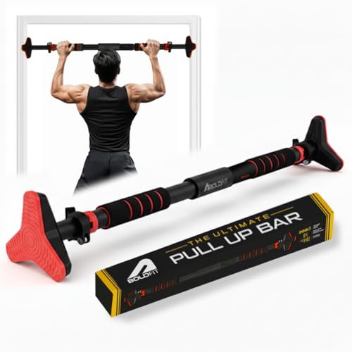 Boldfit Pull Up Bars For Home Workout -Chin Up Bar Gym Accessories for Men Door Way Adjustable Hanging Rod Without Screw, Anti-skid Grip, Strength Training Exercise Bar- Pullup Bar - color: Red