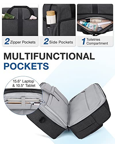 Gym Bag, BAGSMART Duffle Bag for Travel Duffel Bag, Carry on Weekender Overnight Bag with Trolley Sleeve, Personal Item Travel Bag, Sports Gym Tote Bag, Shoe Bag-Blck Grey - color: Black Grey