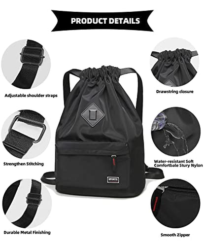 Peicees Waterproof Drawstring Sport Bag Lightweight Sackpack Backpack for Men and Women | Waterproof - color: Wine Red