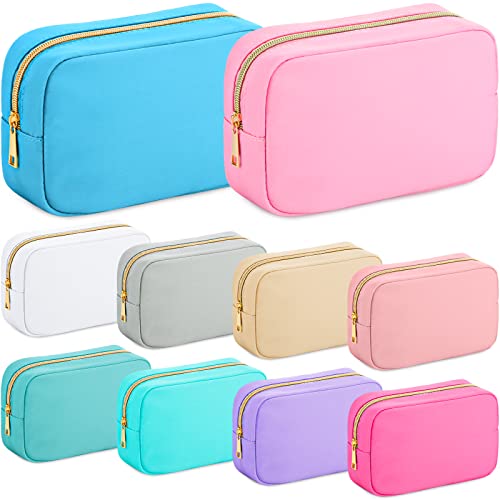 Sweetude 10 Pcs Nylon Makeup Bag Travel Cosmetics Pouch Zipper Pouch Purse Toiletry Bag Big Capacity Makeup Organizer for Women Girls Waterproof Travel Skincare Case(Multicolor) - color: Colorful