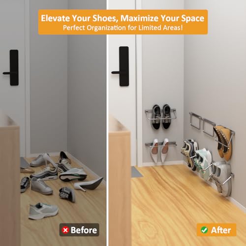 i frmmy Foldable Wall-Mounted Shoe Rack- Aluminum Hanging Shoe Organizer, Efficient Holder and Storage Rack for Various Shoes, Door Shoe Hangers- 4 Packs - style: 4 pack