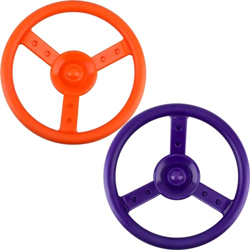 2 Pack Steering Wheel Playset Plastic Pirate Ships Wheel with Mounting Tools for Kids Playground Outdoor Gym (Purple, Orange) - color: Purple, Orange