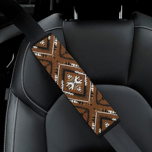 Universal Soft And Comfortable Car Seat Straps Shoulder Pads for Adult Use, Stroller Pushchair High Chair, 2PCS Bohemian Ethnic Mexican Geometric Rustic Western Southwestern Aztec Harness Pads Strap - color: Pattern 683