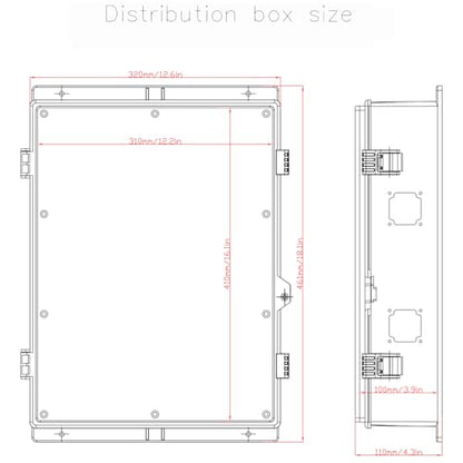 Electrical Junction Box, Outdoor Water Resistant Nema Enclosure, Ventilated ABS Plastic WiFi Project Box with Internal Mounting Panel & Hinged Cover 18.1" Lx 12.6" Wx 4.3" H - size: 18.1"Lx 12.6"W x 4.3"H
