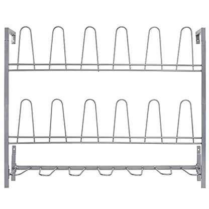MyGift Premium Silver Metal Hanging Wall Shoe Rack for Walk in Closet, Mudroom and Entryway, Wall Mounted Space Saving Boot and Shoe Rack Organizer, Holds 9 Pairs - color: Silver (3 Tier, 9 Pairs)