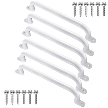 17 Inch White Playground Handles Indoor Kids Monkey Bar Ladders 6Pcs | Heavy Duty Solid Metal, Non-Slip Matte White Powder Coating, Comfy Secure Hand Grips for Playset Swing Set Climbing Frame - color: White-6pack