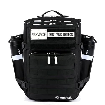 WOLFpak 35L Athletic Gym Backpack - Durable 1000D Waterproof Oxford Material with MOLLE Webbing, Laptop Pocket - color: Alpha Black White Accents