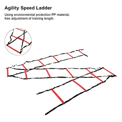Agility Speed Training Equipment, Fixed Footwork Trainer for Soccer, Football, Fitness and Athletic Drills, 7 Meter, 14 Rung - color: Red