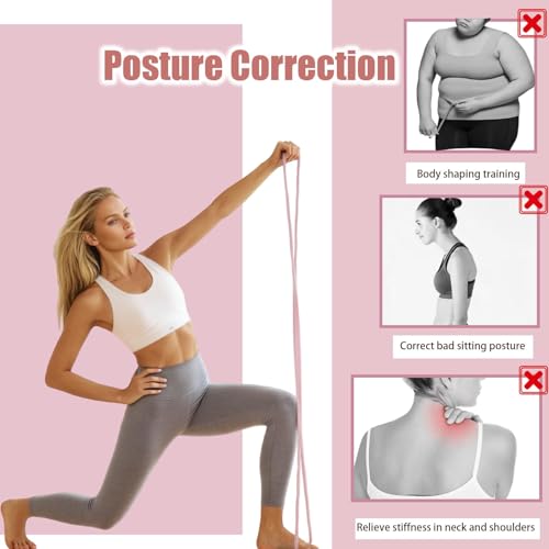 Figure 8 Resistance Band for Women, 8 Shaped Resistance Bands with Handles, Shoulder Back Arm Bands for Workout - color: pink