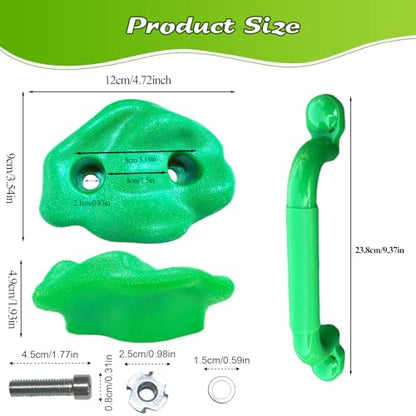 10 Rock Wall Climbing Holds Extra Large with 2 Handles,DIY Rock Climbing Grips with Mini Wrench for Indoor Outdoor Playground Play Set(Green) - color: Green