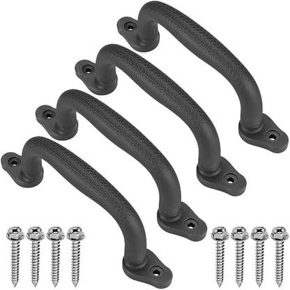 SELEWARE Black Playground Safety Handles 4Pcs Kids Playground Grab Handles | Non-Slip Durable Plastic Handle Indoor Outdoor Playset Handle for Playhouse, Treehouse, Climbing Frame, Jungle Gym, Swing Set - color: Black (4 Pack)