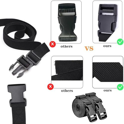 Nylon Strap with Buckle, Quick Release Short Adjustable Straps with Buckles, Securing Tie Down Straps for Backpacking, Compression Golf Bag, Camping Outdoor Activities 1" x 94" (8ft) 4Pcs - size: 8ft