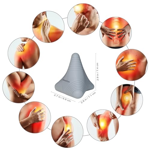 Trigger Point Massage Ball Manual Massager Tool 2.8”×2.9”. Gray | Silicone Massage Ball for Muscle Knot Deep Tissue Myofascial Release Physical Therapy Hip Flexor Iliacus Psoas Hand Foot Back - color: Gray