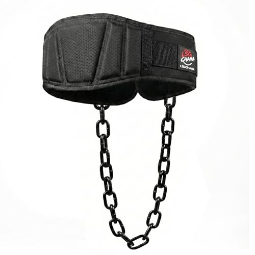 Dip Belt with Chain for Weightlifting, Neoprene Waist Belt for Gym Workout,Pull Ups, Training, Fitness Exercise, Men, Women - color: black pro